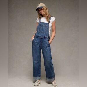 AE Stretch Stovepipe Overalls for Women - Relaxed Wide Leg - XL
